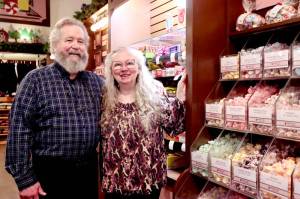 Bob and Lindi Lumens reopened Northwest Fudge & Confections in downtown Port Angeles earlier this month after a flood last January forced a nine-month closure. (Dave Logan/for Peninsula Daily News)