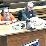 John Barcellos, 61, left, next to his defense attorney John Hayden, was sentenced to 77 months in prison on Nov. 18 in Clallam County Superior Court for threatening to kill four children and attempting to elude law enforcement more than two years ago in a Sequim church parking lot. (Clallam County)