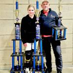 Kylin Weitz, 12, of Port Angeles, finished second in the 12 girls expert class and 12 girls cruiser class at the BMX USA Grant Nationals in Tulsa, Okla., last week, just seven weeks after fracturing her ankle at the world championships in Copenhagen. At right is Sean Coleman, Lincoln Park BMX operator, who finished seventh in the 51-55 novice class. (Britney Rowland)