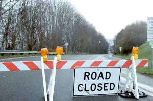 Hill Street in Port Angeles is closed due to a landslide. (Dave Logan/for Peninsula Daily News)