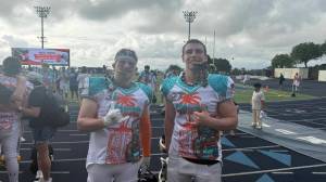 Brayden Wopperer and Dylan Mann represented the North Olympic Peninsula in The Hawaii Tiki Bowl on Saturday in Kunuiakea Stadium in Honolulu.