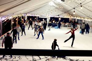 The Winter Ice Village, at 121 W. Front St. in Port Angeles, is full of ice enthusiasts. Novices and even those with skating skills of all ages enjoyed the time on the ice last weekend. The rink is open daily from noon to 9 p.m. until Jan. 5. (Dave Logan/for Peninsula Daily News)