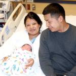Raquel Matiase-Pablo and Ruben Rameriz of Forks welcomed Helen into the world at 6:28 p.m. on Friday, the first baby born on the North Olympic Peninsula in 2026. Helen weighed 8 pounds, 4 ounces and has three siblings ages 9, 5 and 1. Matiase-Pablo, who speaks three languages, said she migrated to the United States more than 10 years ago. (Dave Logan/for Peninsula Daily News)