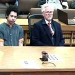 Aaron Fisher, left, appears in Clallam County Superior Court on Jan. 9 with his attorney Lane Wolfley at a hearing during which his trial was confirmed to begin on Jan. 26. He has been charged with second-degree murder. (Clallam County Superior Court)