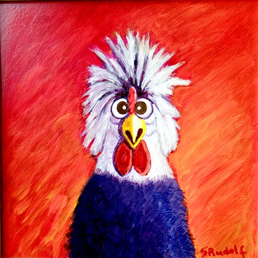 Shirley Rudolphs Feeling Frazzled will be part of the Peninsula Art Friends ongoing exhibit at Sequim Museum and Arts.