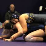 Sequim Gazette file photo by Matthew Nash/
Story Snow, seen here wrestling earlier this season in Sequim, will compete in the 2A girls state meet in the 125 pound bracket. This year, she said shes  learned that my limits are much farther than I thought they were.