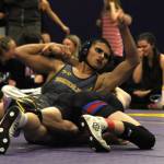 Sequim Gazette file photo by Matthew Nash/
Sequims Finn Jones (126 pounds) is one of nine wrestlers set to compete at the Mat Classic 2A state meet this weekend in the Tacoma Dome.