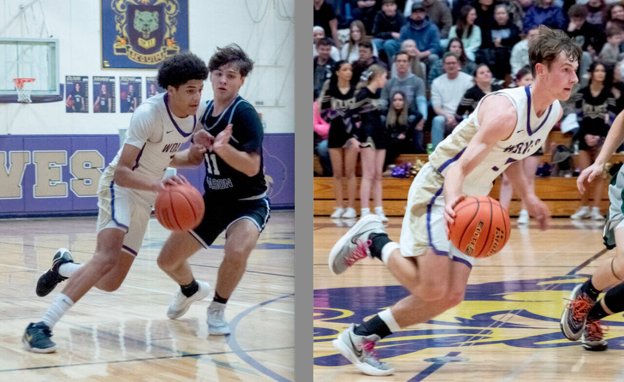 Sequims Solomon Sheppard, left, and Mason Rapelje were both named to the Olympic Leagues first team last week. (Photos by Emily Matthiessen/for Peninsula Daily News)