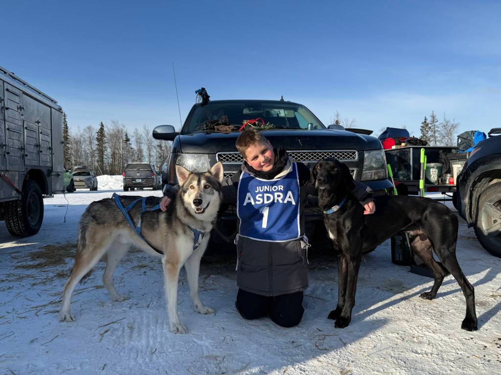 Port Angeles Isaac Halfacre and his sled dog team of Rakka, left, and Bruce recently claimed the Junior Alaskan Sled Dog and Racing Associations Two Dog Novice 1-mile Junior World Championship.