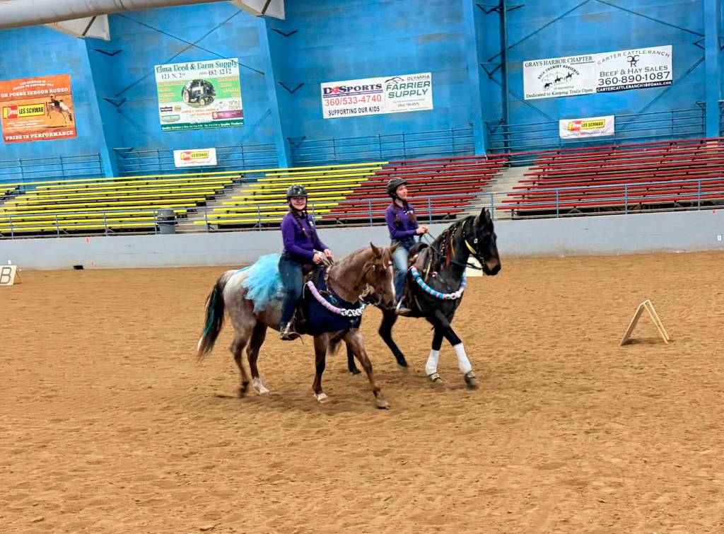 Photos by Katie Newton
Working Pairs Team of Paisley Morris on Shorty, left, and Kaija Johnson on Baloo show their synchronicity.