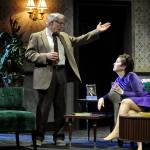 Vince Campbell and Joodie Klinke, as longtime couple George and Martha in Whos Afraid of Virginia Woolf?, spar in the opening scene before guests arrive at their home. (Matthew Nash/Olympic Peninsula News Group)