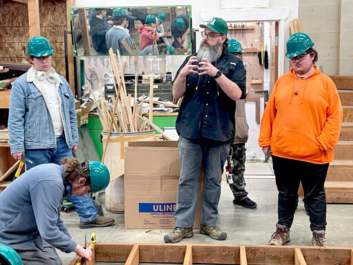 Students in Port Angeles High School class building tiny home for Touchstone Campus