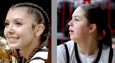 Qwaapeys Greene, left, Wiinuk Martin, right, Neah Bay girls basketball.