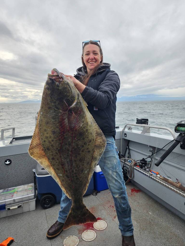 Chilsey McKee caught this good-sized halibut along the Strait of Juan de Fuca.
