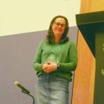 Kirsti Turello of Turello Oral Surgery poses with the Business Champion of Youth Award on Tuesday during the Boys & Girls Clubs of the Olympic Peninsulas eighth annual Great Futures: Wearing & Sharing the Green fundraiser breakfast. (Boys & Girls Clubs of the Olympic Peninsula)