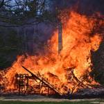 The two-story Gerhardt Park home was allowed to burn after training sessions all day on March 21. (Jay Cline)