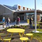 Patrons gather shortly before the Sequim Library reopened on March 21. It closed for renovations just over two years ago. (Matthew Nash/Olympic Peninsula News Group)