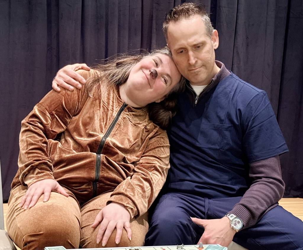 Starley Flynn, left, and Michael Haberpointner are part of the Ludlow Village Players production of Pets (And Their Humans). The play will be performed at the Bay Club, 120 Spinnaker Place, Port Ludlow.