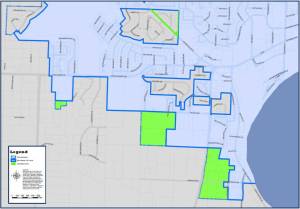 A city of Oak Harbor map shows the areas of annexation as well as the donut holes of unincorporated land.