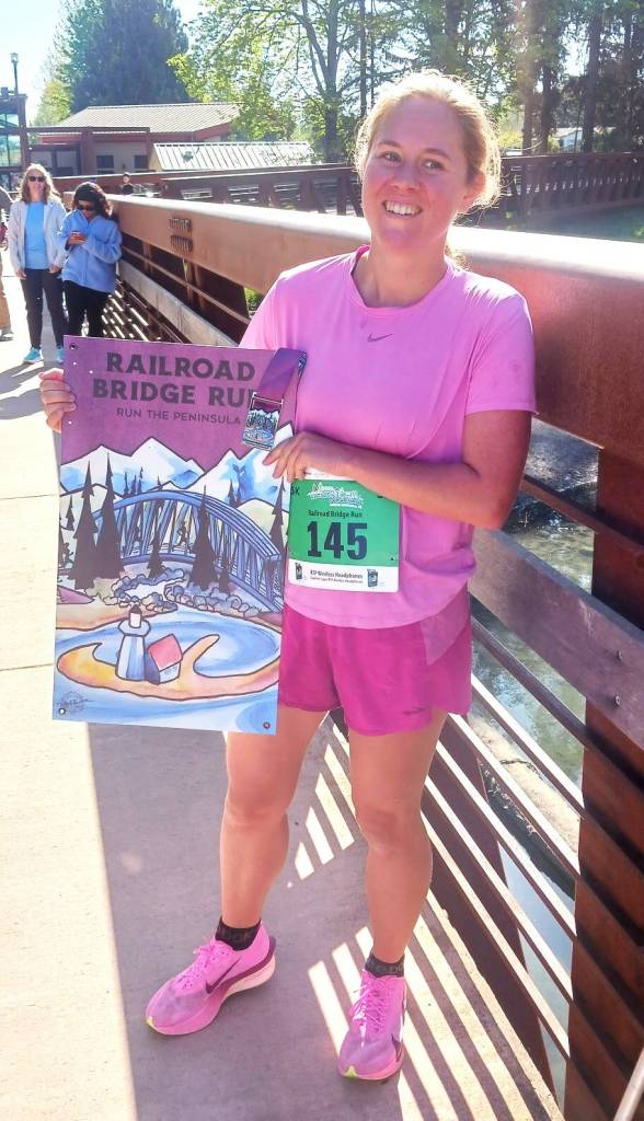 Sarah Paquet won the Sequim Railroad Bridge run 5K for the second straight year. (Pierre LaBossiere/Peninsula Daily News)