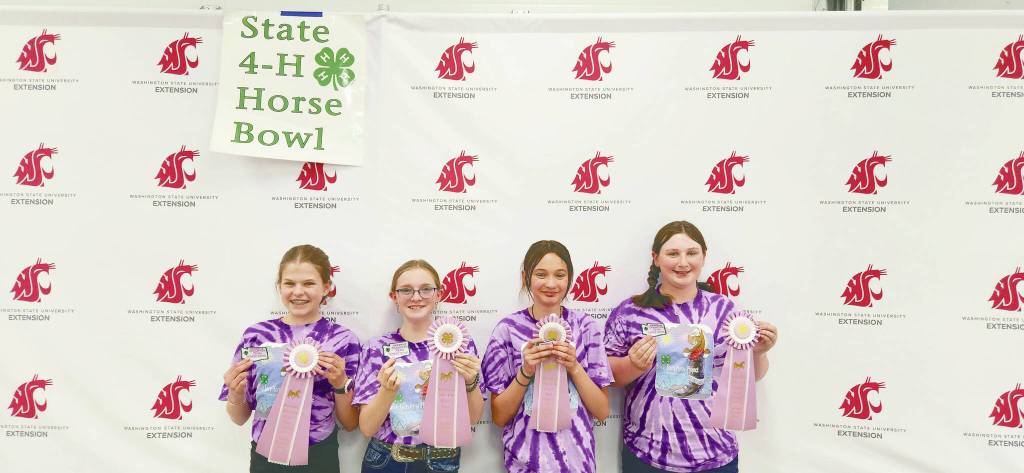 Pictured, from left, are Clallam 4-H members Matilda Redlin, Reagan Doane, Isabella Garrison and Ellie Adamire.