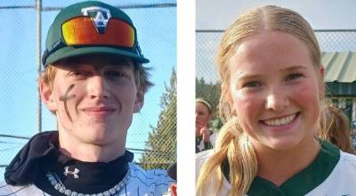 Brayden Martin, Port Angeles baseball, left, and Mariah Traband, Port Angeles softball