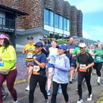 5K and 10K runners take off at the starting line of the North Olympic Discovery Marathon weekend of races Saturday morning at the Port Angeles City Pier. (Pierre LaBossiere/Peninsula Daily News)