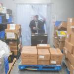 A walk-in freezer is large enough to store food for the Sequim and Forks food banks as well as for other food distribution sites. (Emily Mathiessen/Olympic Peninsula News Group)