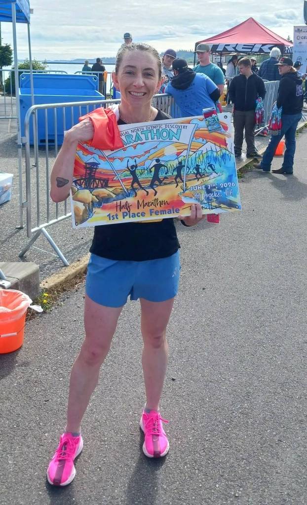 Paige Gilchrist of Portland, Ore., was the winner of the womens half-marathon Sunday. (Pierre LaBossiere/Peninsula Daily News)