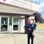 Joey Belanger, vice president of operations at the Olympic Peninsula YMCA, and his son David arrive at the Sequim Y where David plays youth basketball and his dad is a volunteer coach. (Clallam County YMCA)
