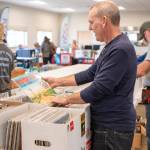 Sequim Gazette photo by Monica Berkseth/ Tom Furtwangler of Seattle visited the Sequim Record Show while on a Dungeness camping trip. Two great things in one weekend  camping and records! he said.