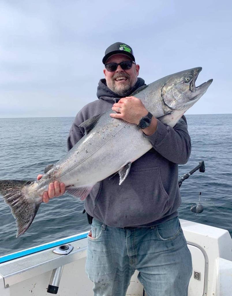 Arlington angler John Nunnally caught this king while fishing near Skagway off Neah Bay with his cousin Chad Huffman. The fish weighed in at 31.7 pounds at Masons Resort in Sekiu.