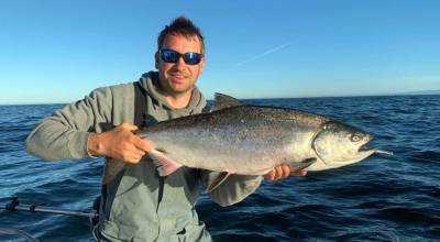 Seattles Andrew Moravec caught this chinook while trolling off of Neah Bay.