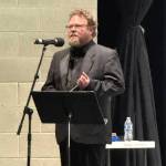Paul Bain, director of bands at Western Washington University, led the high school honor band on June 6 as they learned to play multiple songs during an all-day workshop, including Cenotaph by Jack Stamp, Voyage of the Northern Lights by Isabella Morrill, Old Churches by Michael Colgrass and Cumberland Cross by Carl Strommen. (Tyler Benedict)