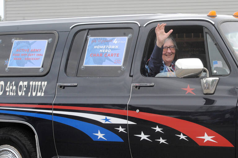 Forks Char Carte was honored in the Forks Grand Parade as a Hometown Hero. Carte served in the U.S. Army from June 1977 through September 1984 as a sergeant and later served in the U.S. Army Reserve from October 1984 through December 1991. Cart recently retired from the Olympic Area Agency on aging information and assistance. (Lonnie Archibald/for Peninsula Daily News)