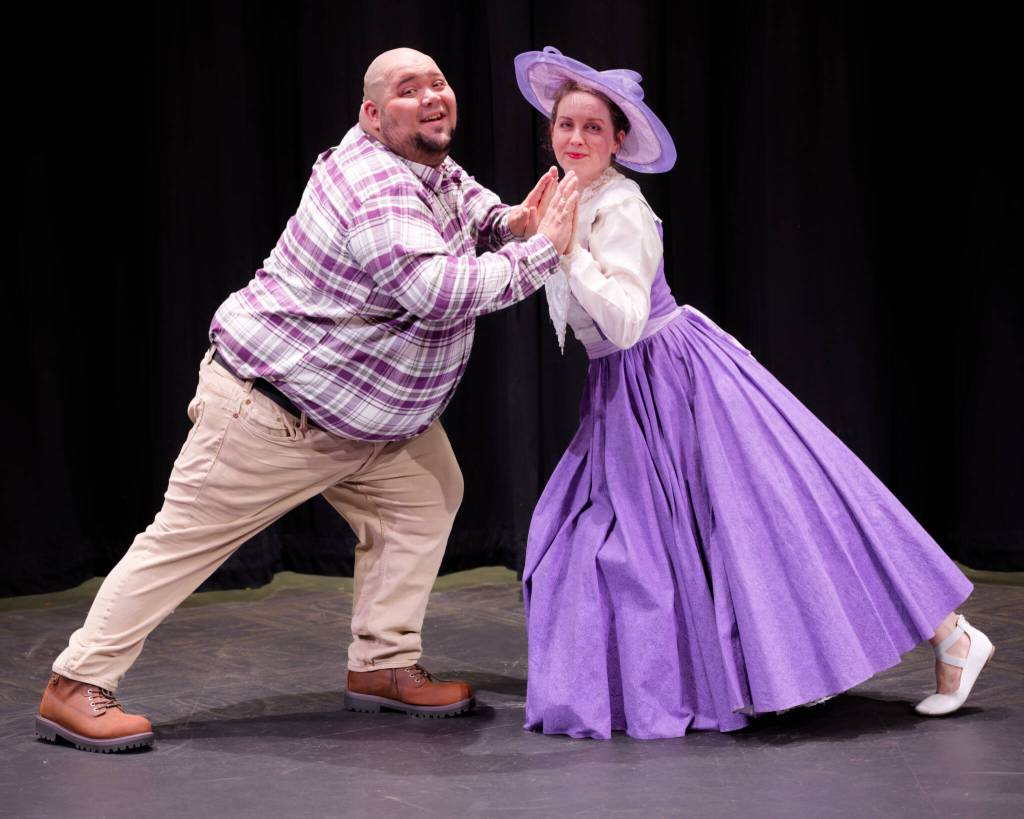 Mario Arruda and Nikki Forrest return as the hero and damsel in Lavender Liberty, a sequel to last years melodrama at Olympic Theatre Arts through July 26. (Mark Klinke)