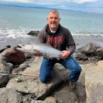 Port Angeles Christopher Wilhelm caught this nice king while fishing the Strait of Juan de Fuca from the Ediz Hook riprap earlier this month.