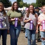 The winners of the blackberry pie baking contest, from left, are Janice Harsh, first place, Tamara Ghormley, second place, Rachel Rice, third place, and Audrey Rice, 14, winner in the youth division. (Dave Logan/for Peninsula Daily News)